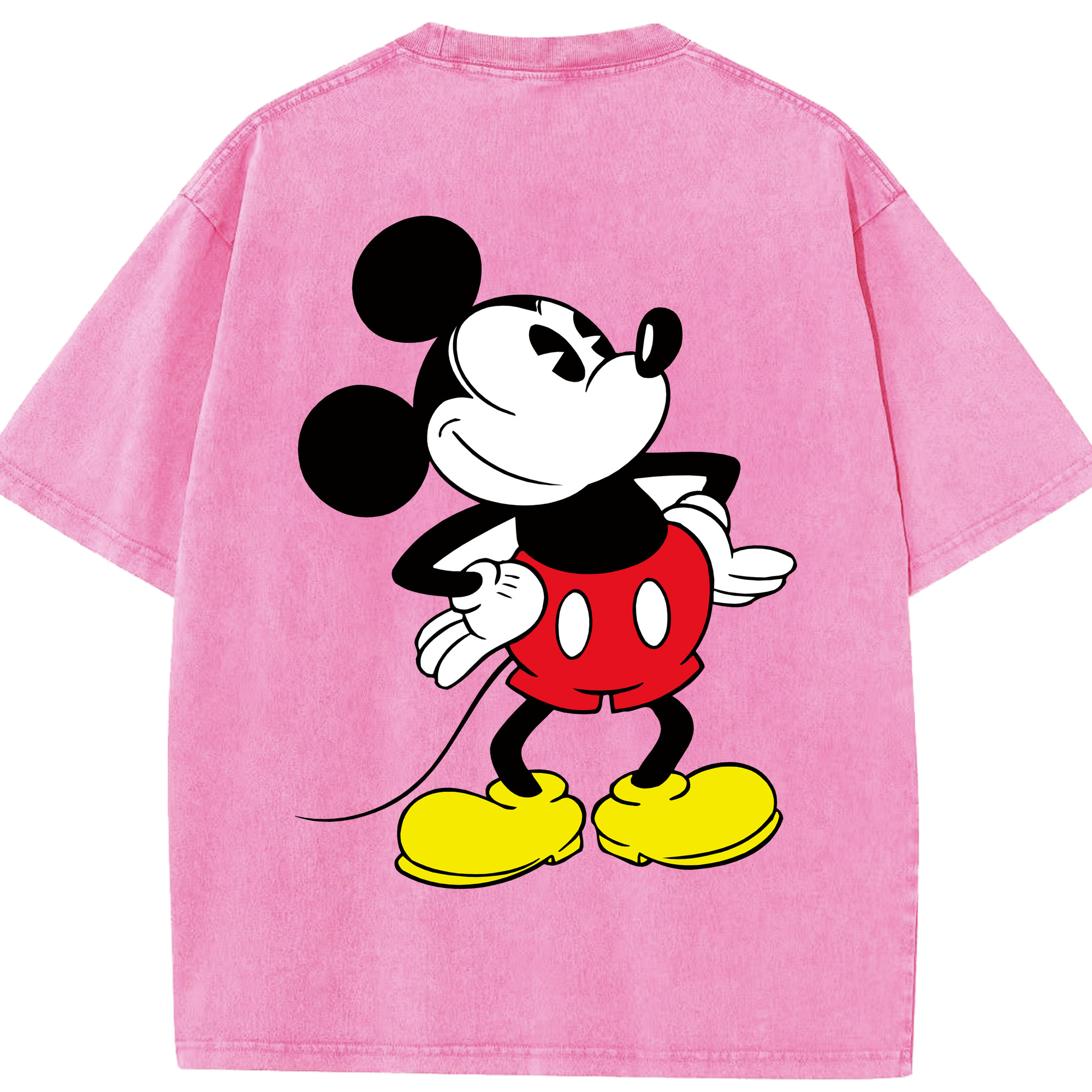 （画像用） ミッキーマウス Mickey Mouse 綿100% ヴィンテージ風 半袖Tシャツ（背面プリント）